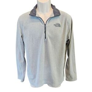 Mens light fleece 1/4 zip grey warm winter north face packable jacket preppy